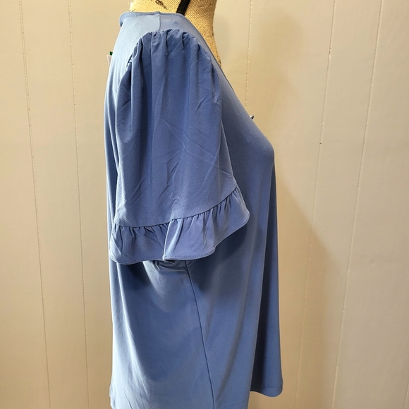 ANNE KLEIN BLUE DRESS BLOUSE - Picture 4 of 7